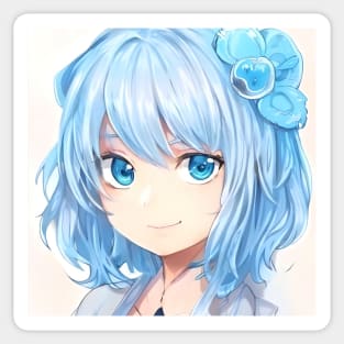 anime gift manga girl blue hair Sticker